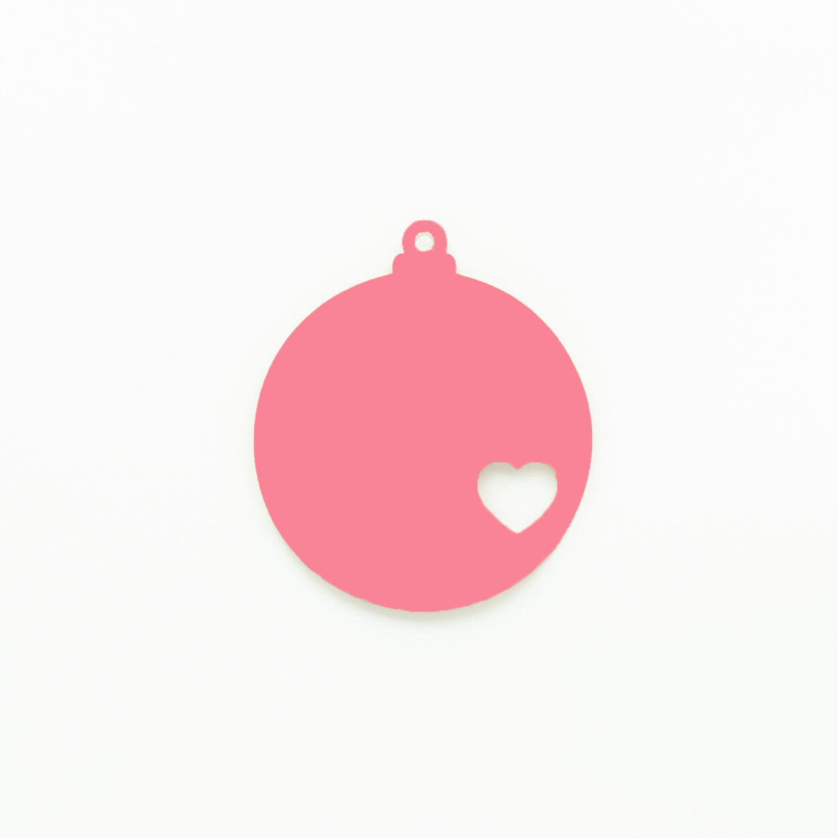 Round Christmas Bauble with Heart Cutout & Hole Baby Pink | 3mm Acrylic DIY Blanks Melbourne