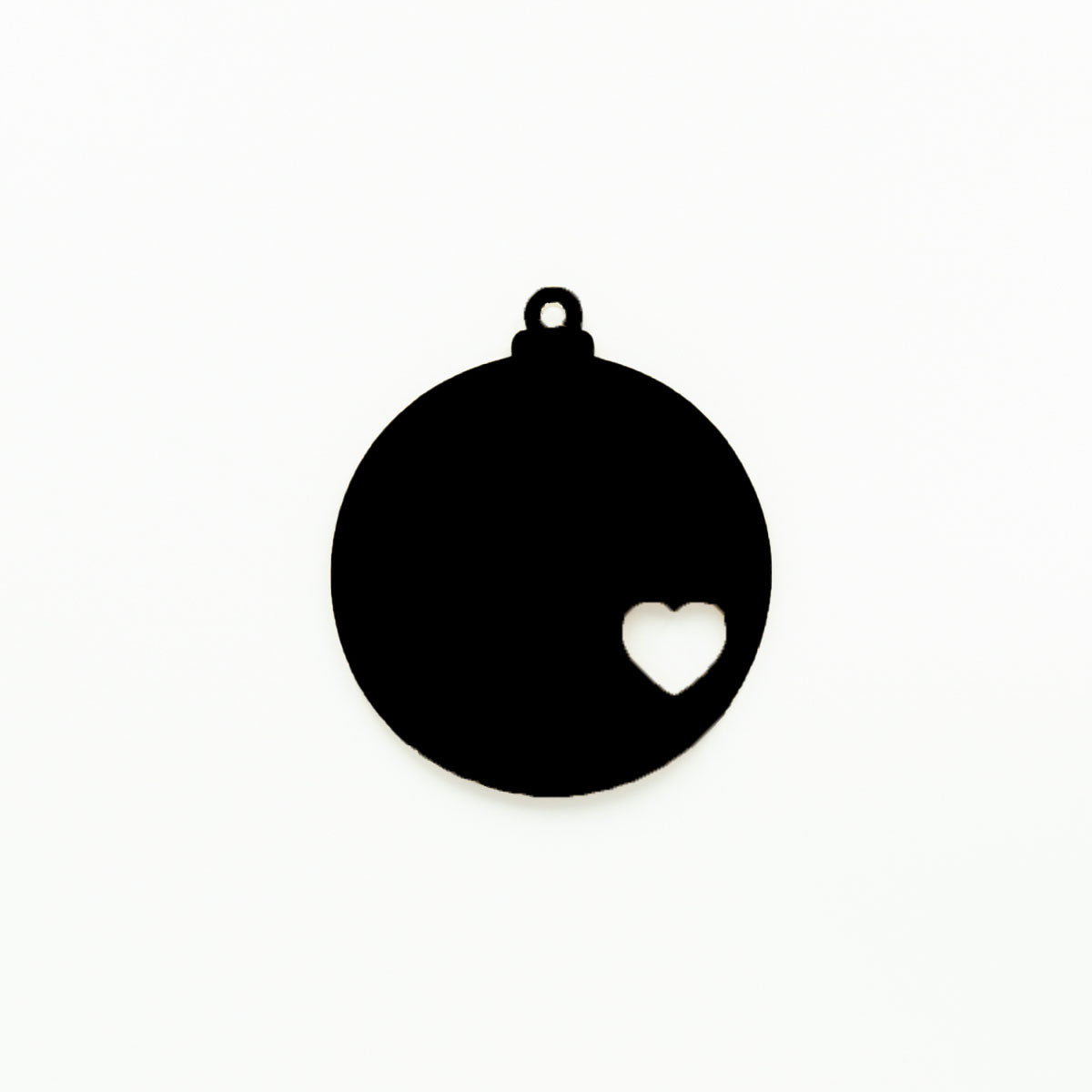 Round Christmas Bauble with Heart Cutout & Hole Black | 2mm Acrylic DIY Blanks Melbourne