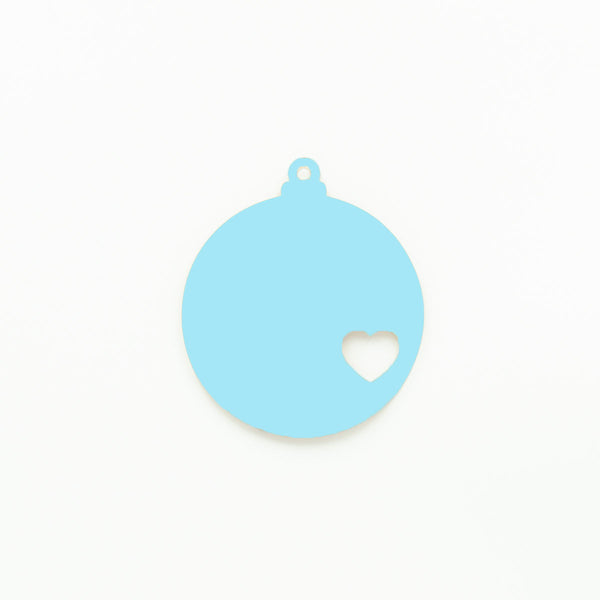 Round Christmas Bauble with Heart Cutout & Hole Candy Blue | 3mm Acrylic DIY Blanks Melbourne