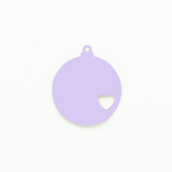 Round Christmas Bauble with Heart Cutout & Hole Violet | 3mm Acrylic DIY Blanks Melbourne