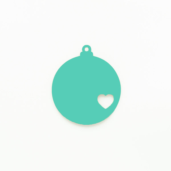 Round Christmas Bauble with Heart Cutout & Hole Mint | 3mm Acrylic DIY Blanks Melbourne