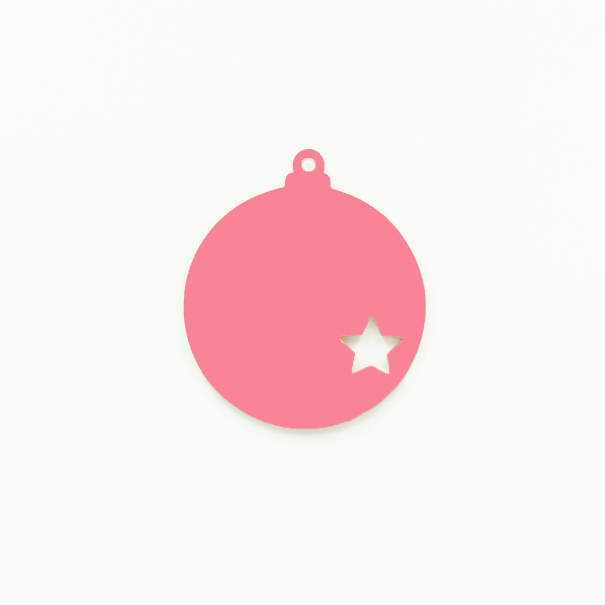 Round Christmas Bauble with Star Cutout & Hole Baby Pink | 3mm Acrylic DIY Blanks Melbourne