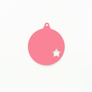 Round Christmas Bauble with Star Cutout & Hole Baby Pink | 3mm Acrylic DIY Blanks Melbourne