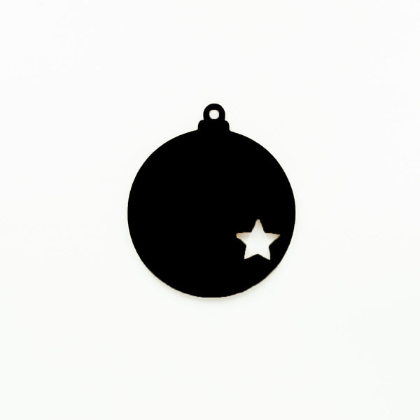 Round Christmas Bauble with Star Cutout & Hole Black | 3mm Acrylic DIY Blanks Melbourne