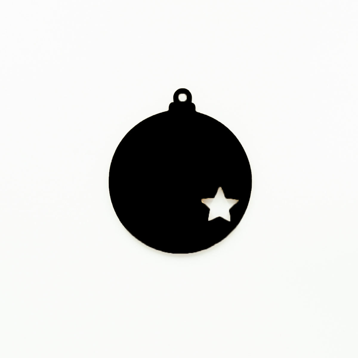 Round Christmas Bauble with Star Cutout & Hole Black | 2mm Acrylic Craft Blanks Melbourne