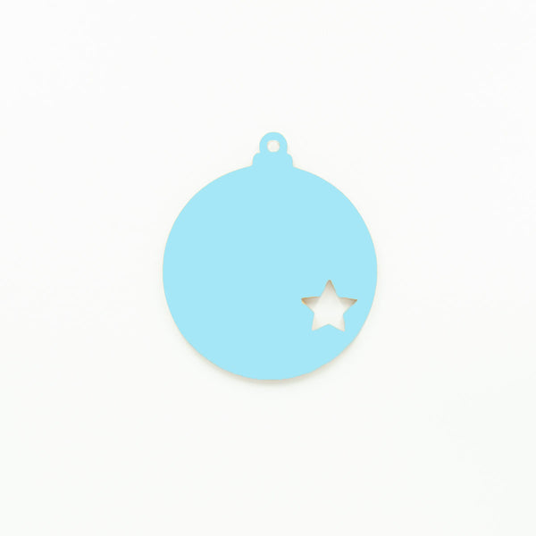 Round Christmas Bauble with Star Cutout & Hole Candy Blue | 3mm Acrylic DIY Blanks Melbourne