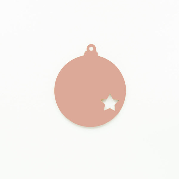 Round Christmas Bauble with Star Cutout & Hole Peach | 3mm Acrylic DIY Blanks Melbourne