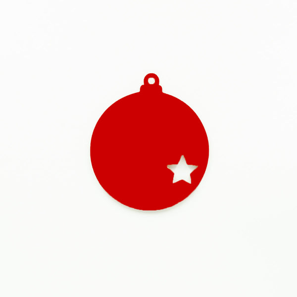 Round Christmas Bauble with Star Cutout & Hole Red | 3mm Acrylic DIY Blanks Melbourne