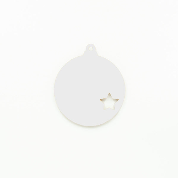 Round Christmas Bauble with Star Cutout & Hole White | 3mm Acrylic DIY Blanks Melbourne