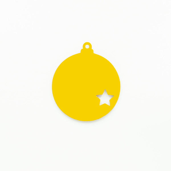 Round Christmas Bauble with Star Cutout & Hole Yellow | 3mm Acrylic DIY Blanks Melbourne