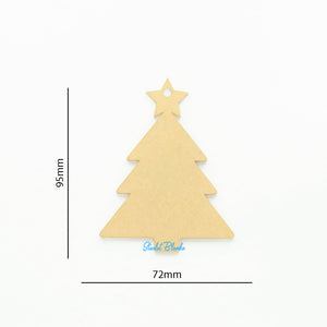 Christmas Tree Ornament with Star and Hole | 2mm Acrylic Laser Cut Blank