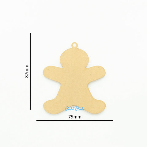 Gingerbread Man Ornament with Hole | 2mm Acrylic Laser Cut Blanks