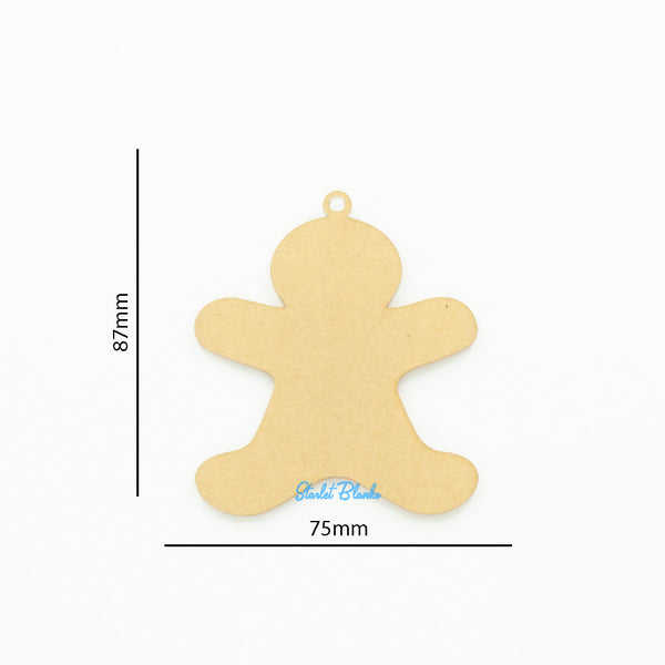 Gingerbread Man Ornament with Hole | 3mm Acrylic Laser Cut Blanks