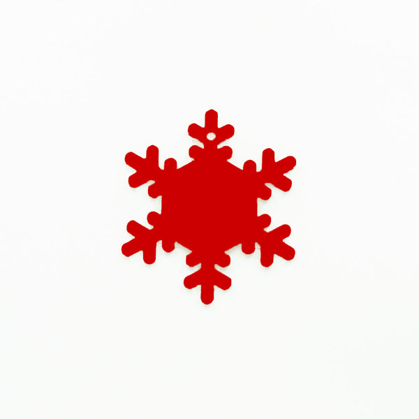 Snowflake Christmas Ornament with Hole Red | 3mm Acrylic Craft Blanks Melbourne