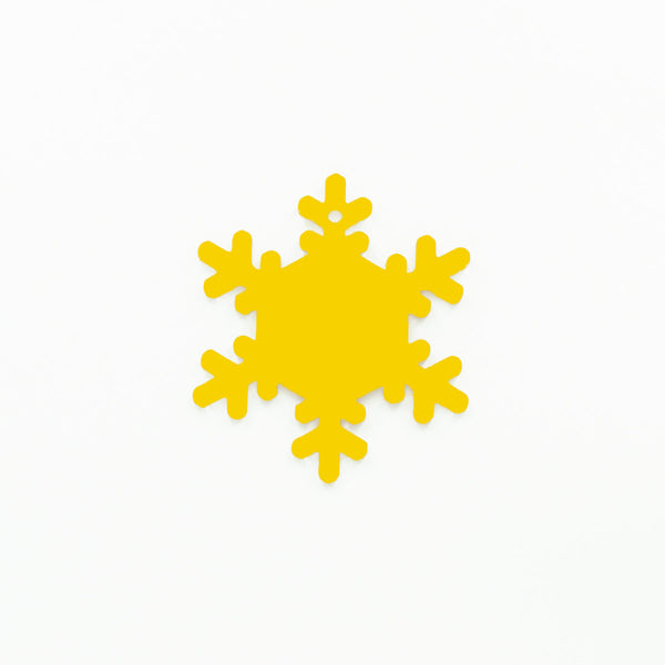 Snowflake Christmas Ornament with Hole Yellow | 3mm Acrylic Craft Blanks Melbourne