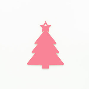 Christmas Tree Ornament with Star and Hole Baby Pink | 3mm Acrylic Laser Cut Blank